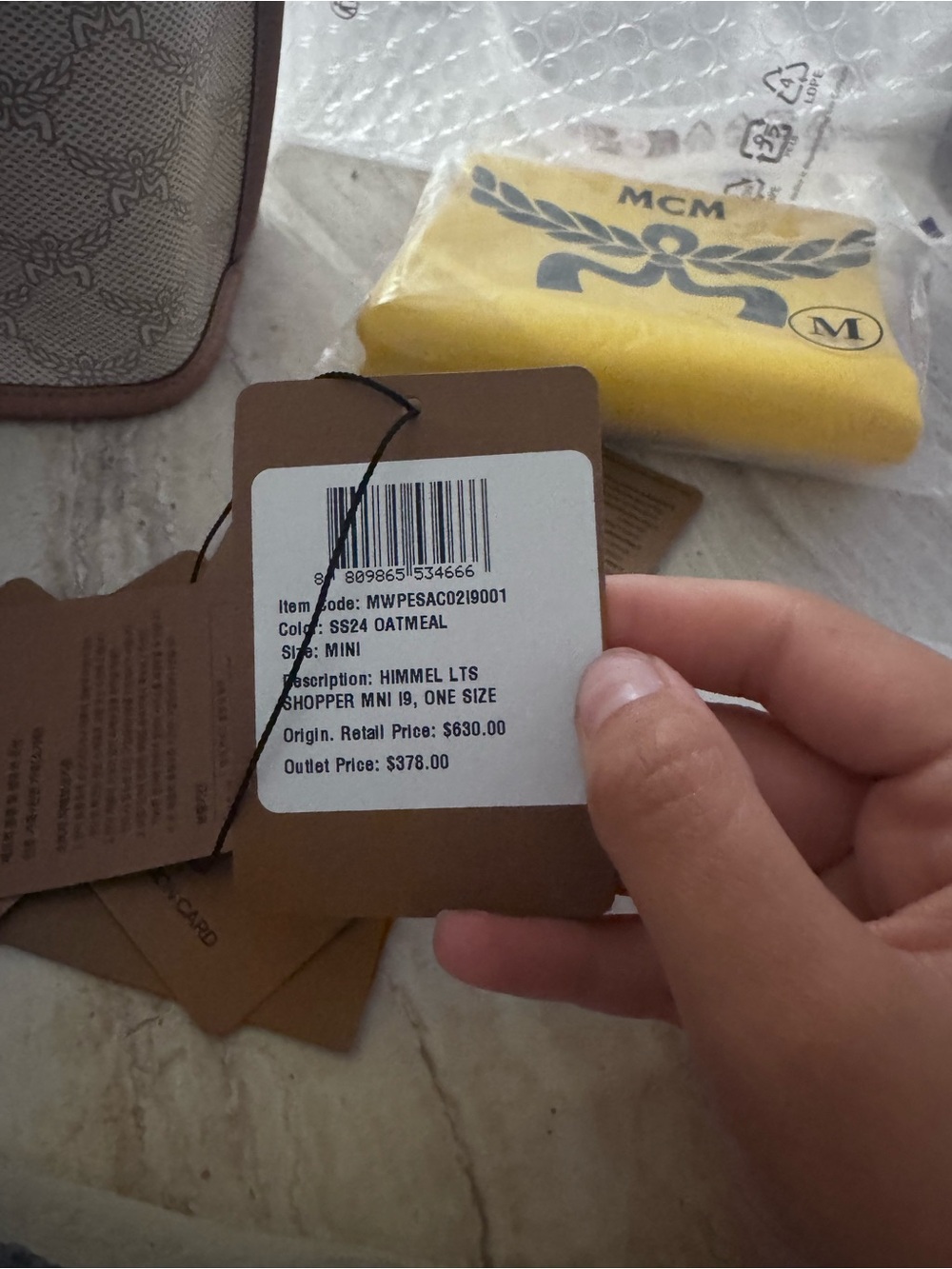 MCM Lauretos Nappa Mini Himmel Shopper Tote Oatmeal - Picture 5 of 9